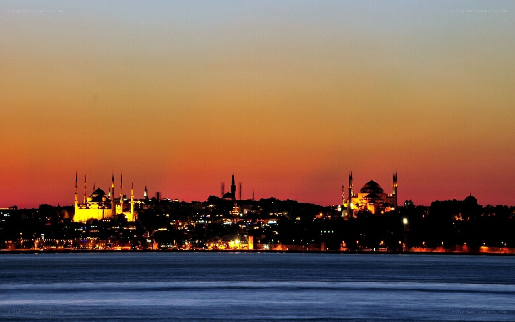 Istanbul skyline at sunset