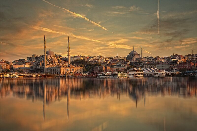 Istanbul Skyline at Sunset — Gold