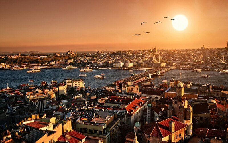 Istanbul Skyline at Sunset — Orange
