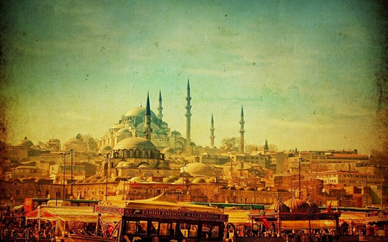 Istanbul skyline with Blue Mosque