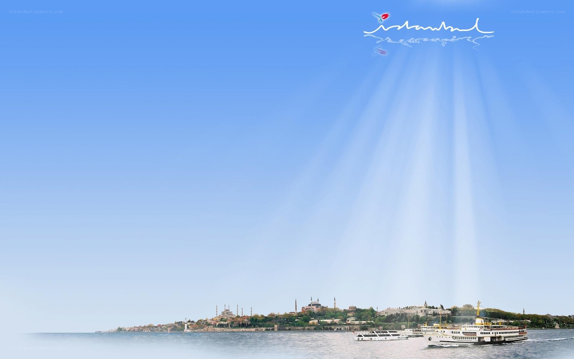 Istanbul skyline with ferries