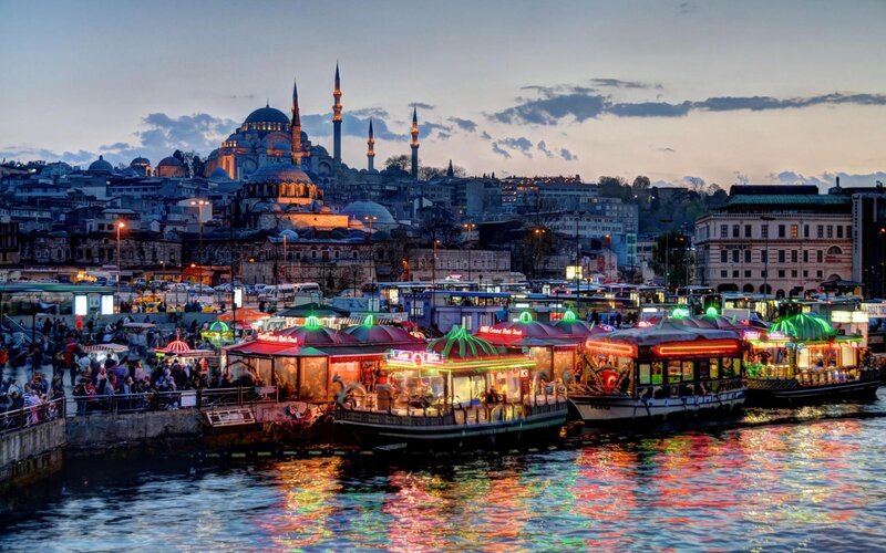 Istanbul Waterfront at Dusk — Blue