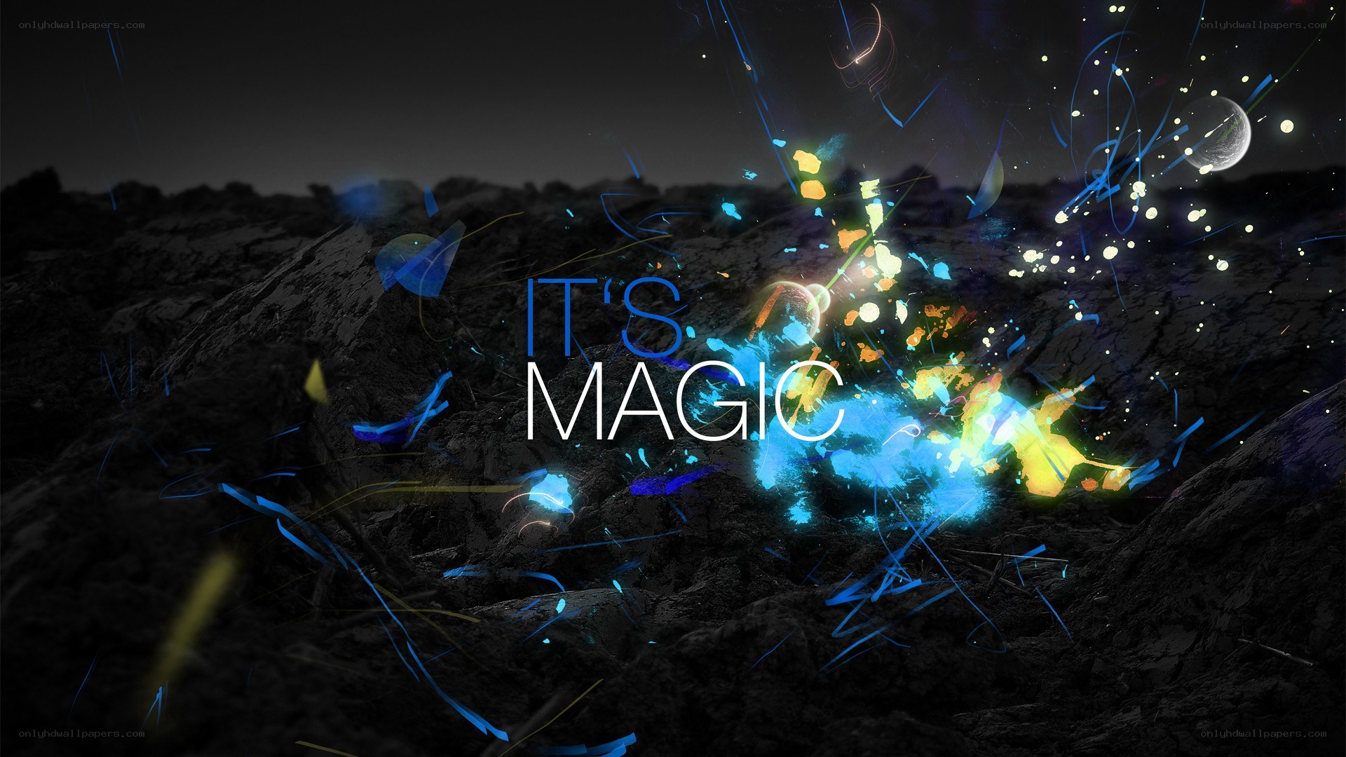 it's magic text on dark landscape