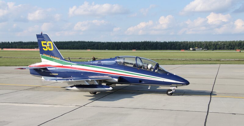 Italian aerobatic jet on tarmac