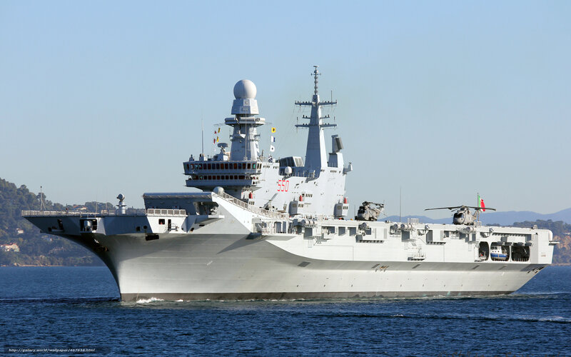 Italian aircraft carrier at sea