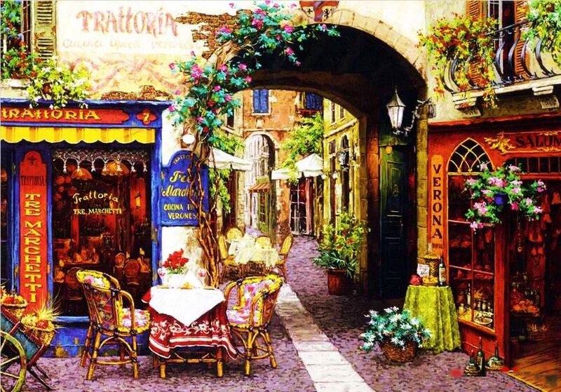 Italian Alleyway Cafe — Blue