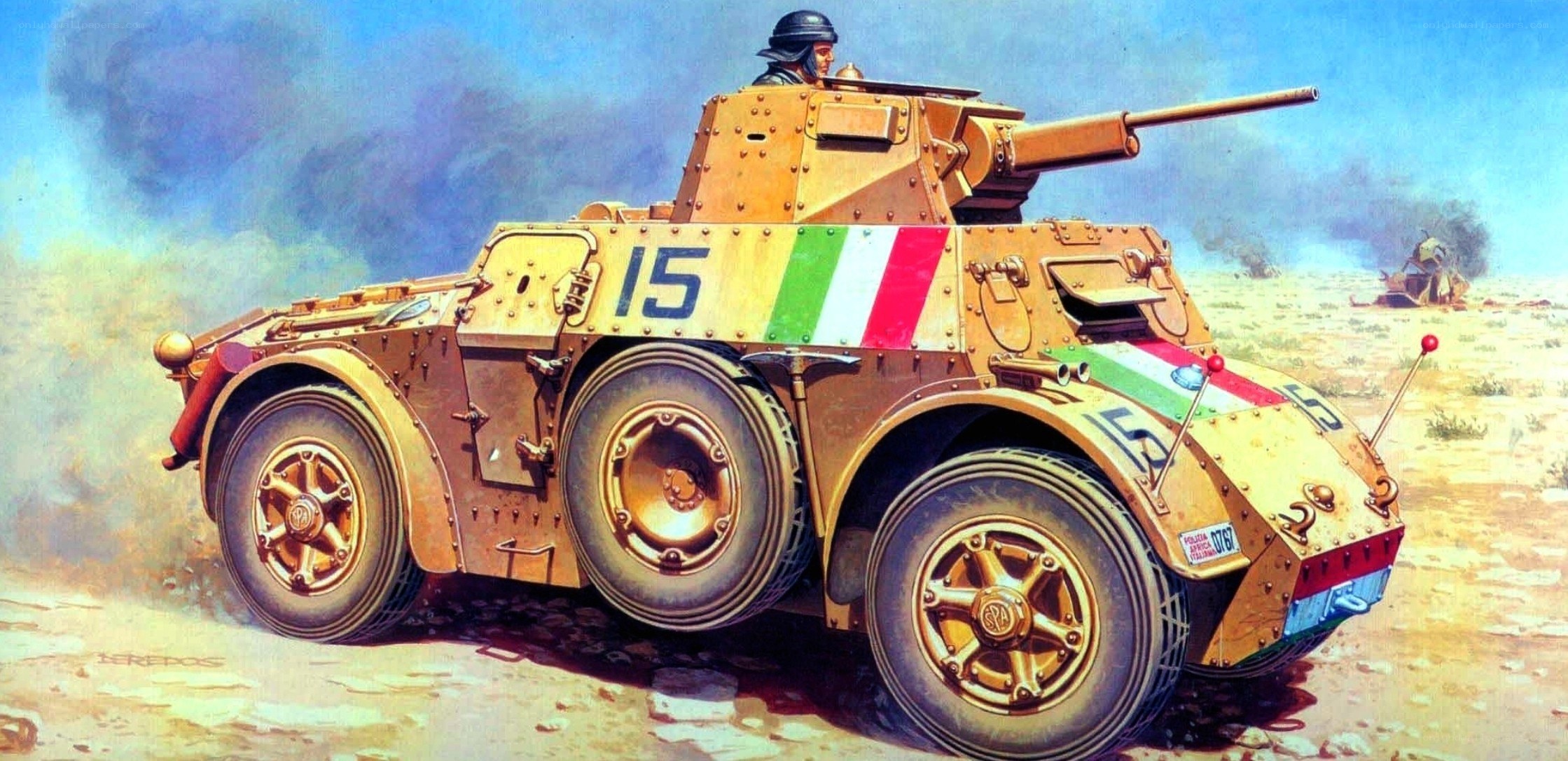 Italian armored car in desert