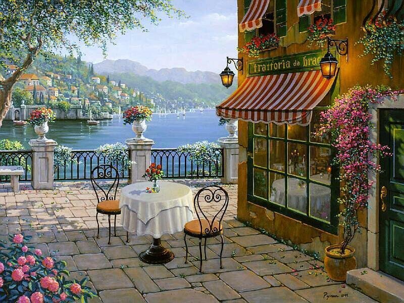 Italian cafe by the water