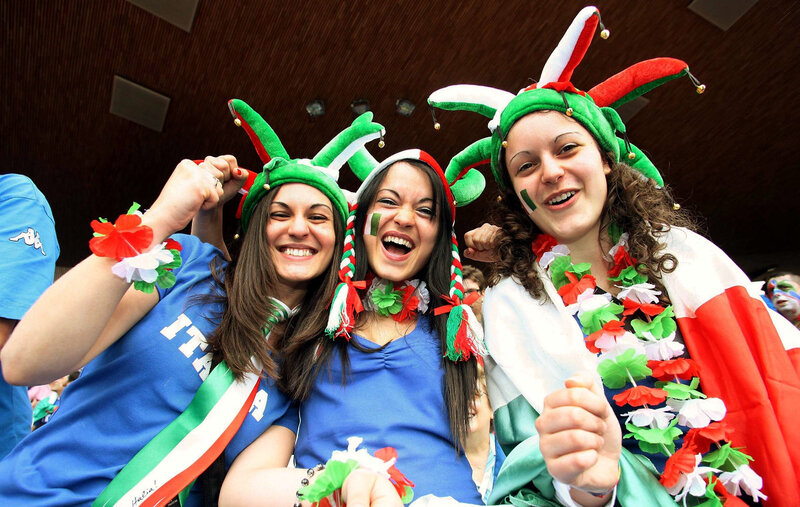 Italian fans cheering at event