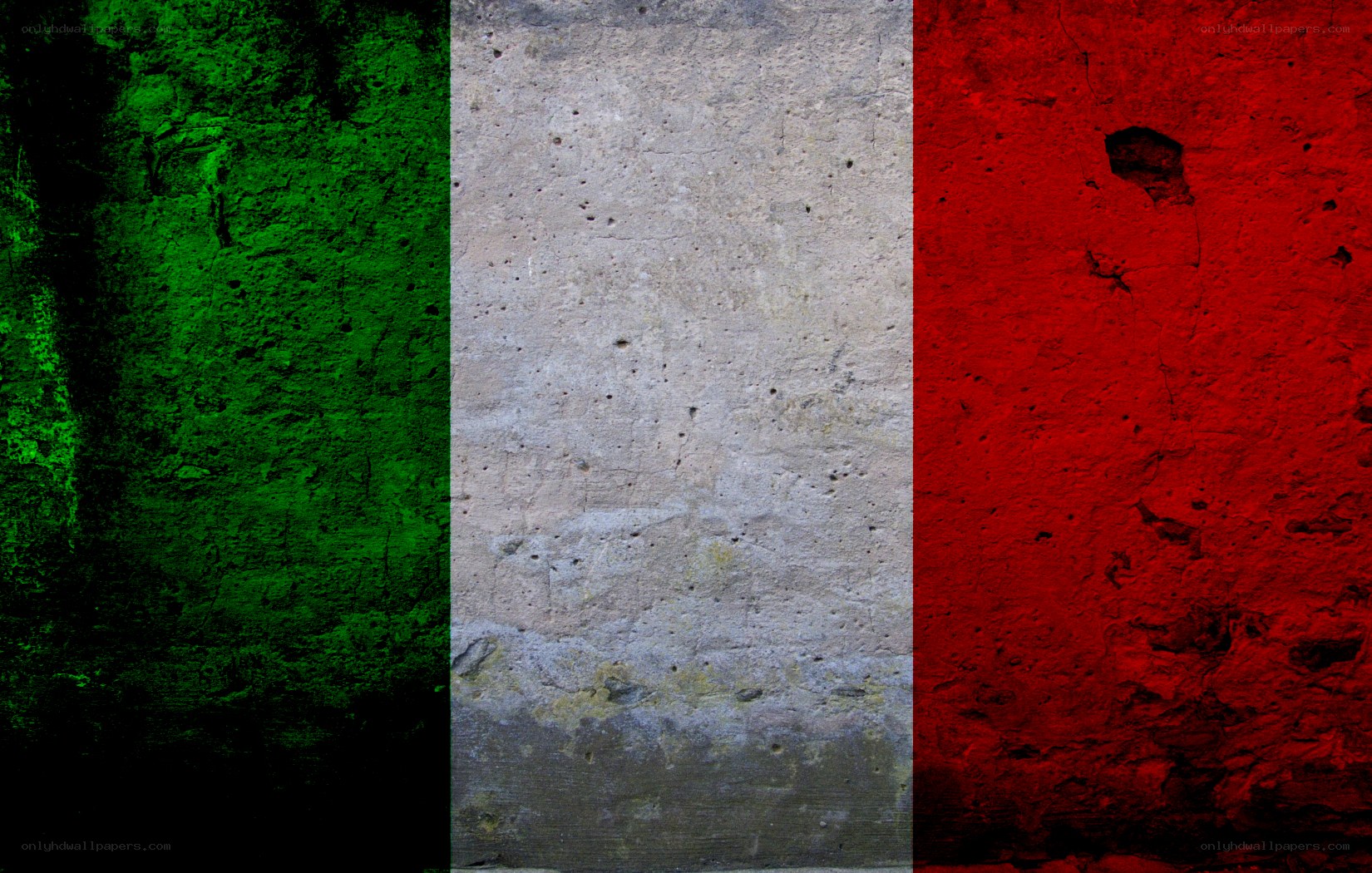 Italian flag on textured wall