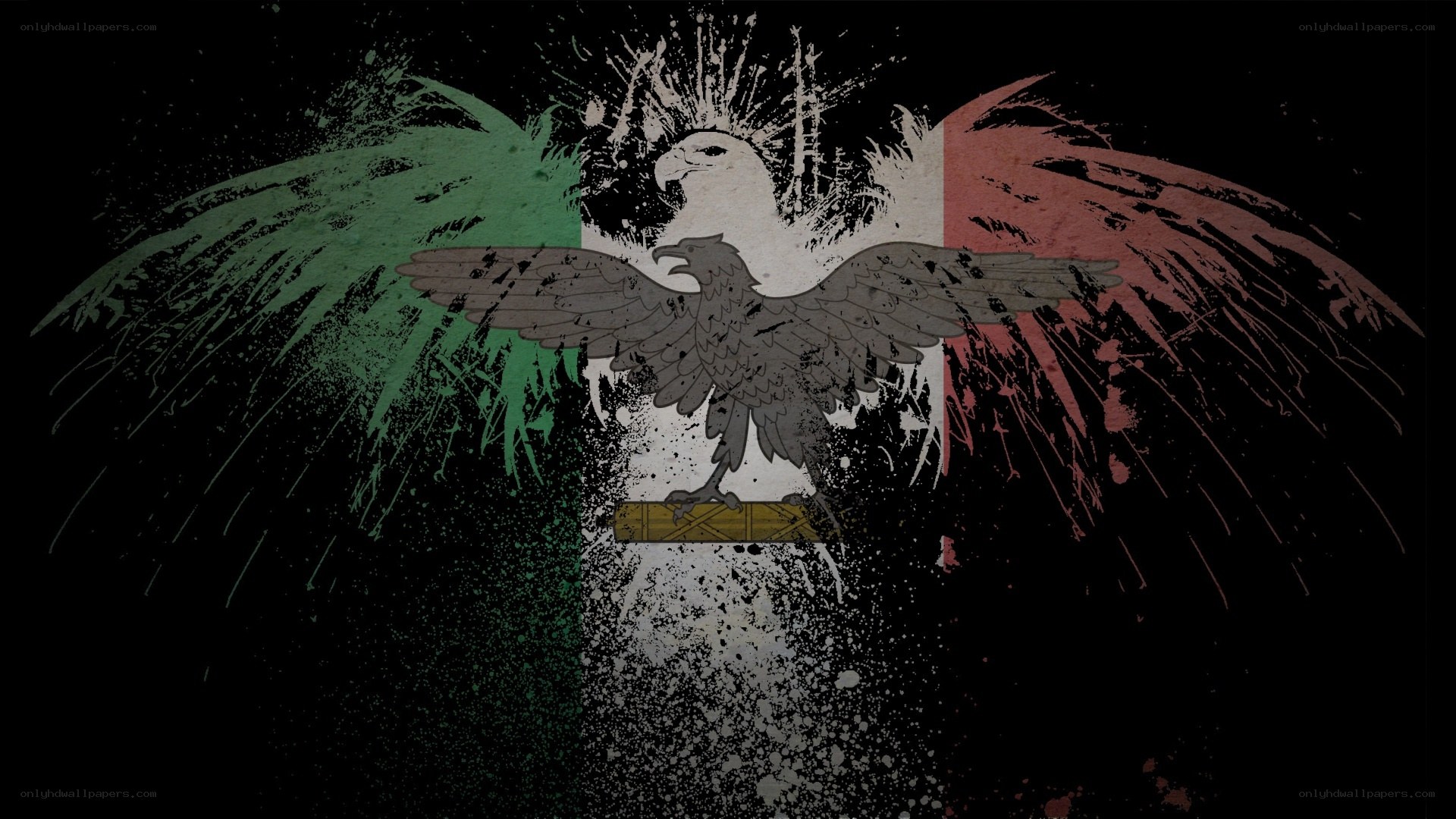 Italian flag with eagle emblem