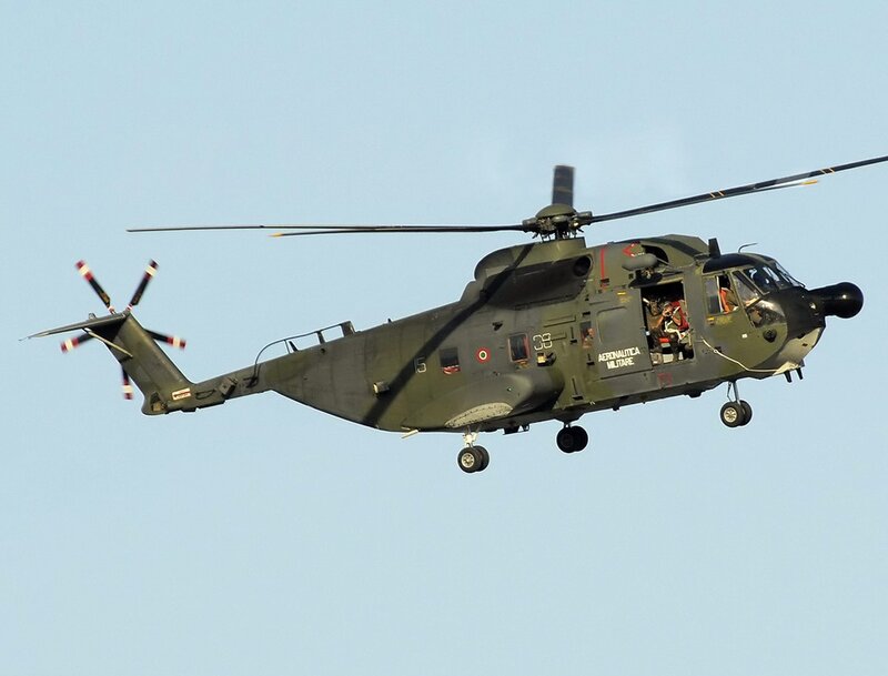 Italian military helicopter in flight