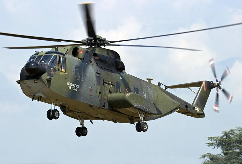 Italian military helicopter in flight