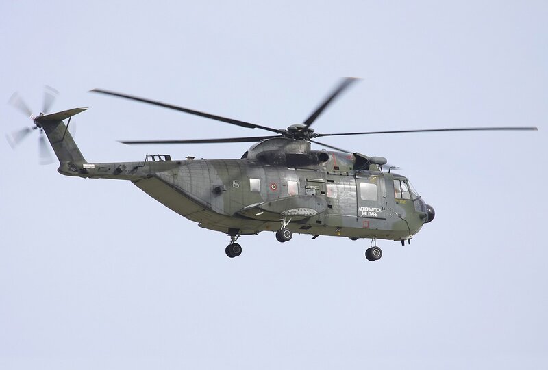 Italian military helicopter in flight