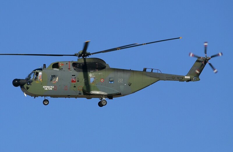 Italian military helicopter in flight