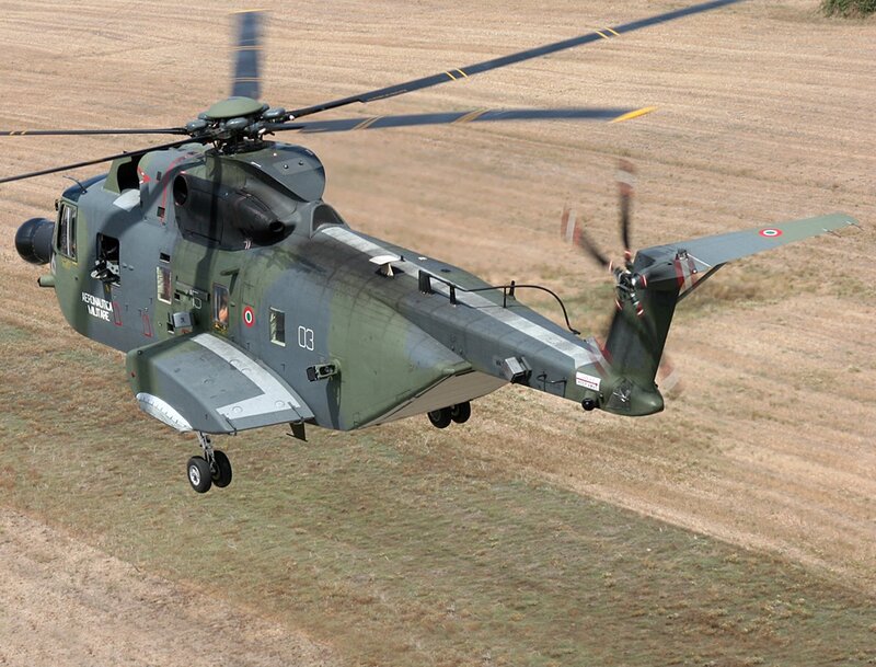 Italian military helicopter in flight