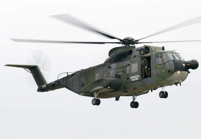 Italian military helicopter in flight