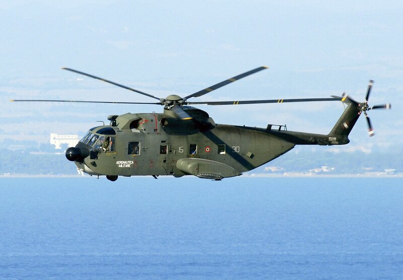 Italian military helicopter in flight