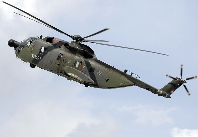 Italian military helicopter in flight