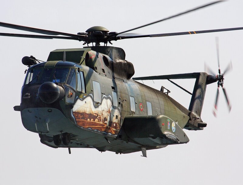 Italian military helicopter in flight