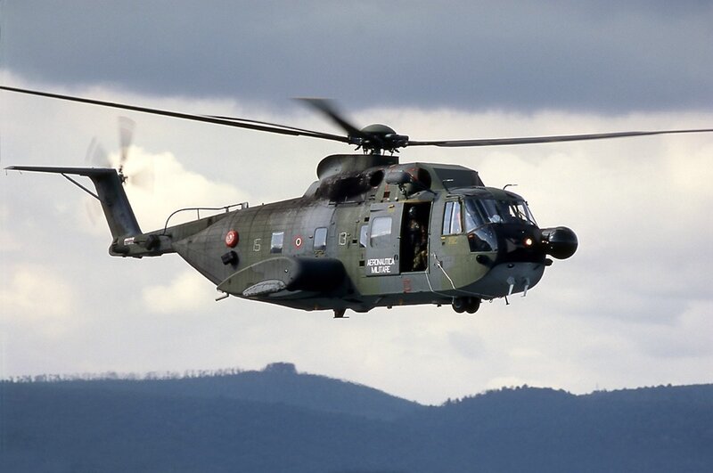 Italian military helicopter in flight