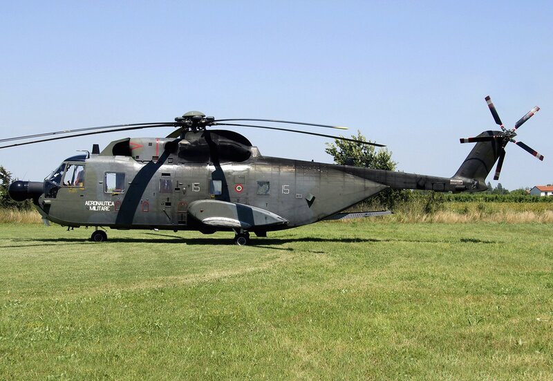 Italian military helicopter on grass