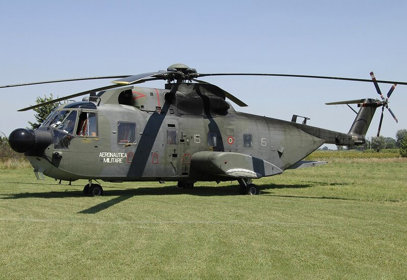 Italian military helicopter on grass