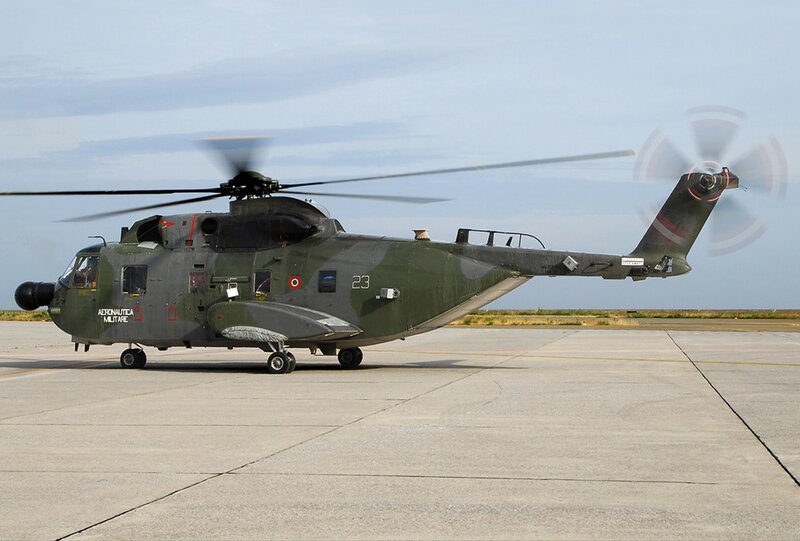 Italian military helicopter on tarmac