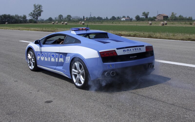 Italian police Lamborghini on track