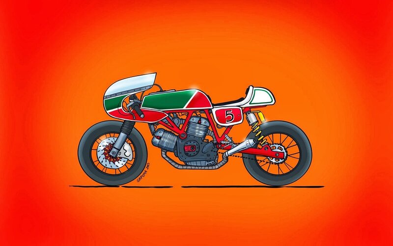 Italian racing motorcycle illustration