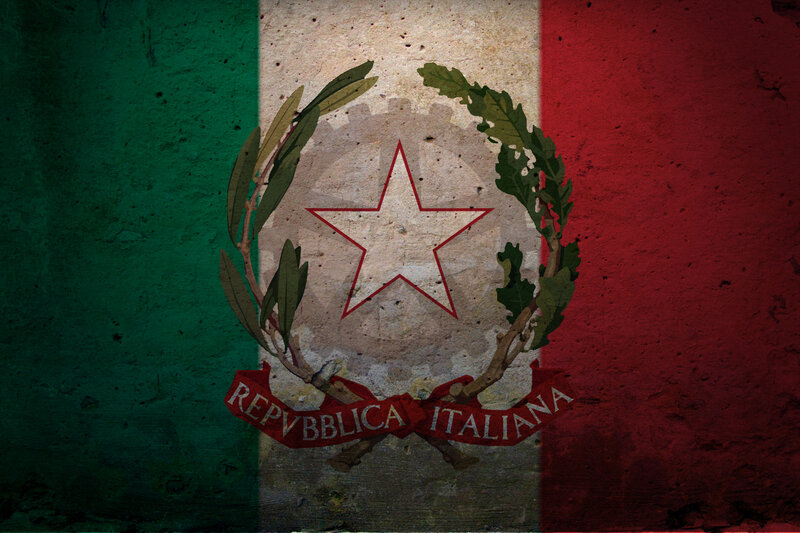Italian Republic flag with emblem