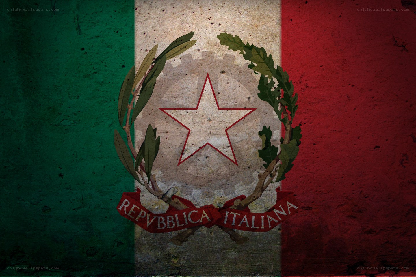 Italian Republic flag with emblem