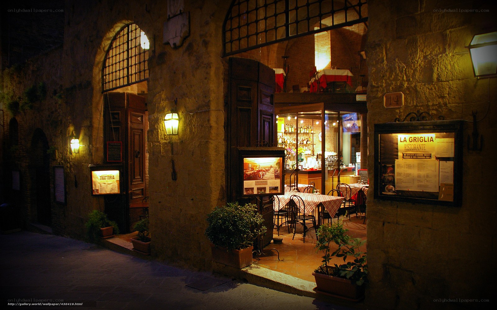 Italian restaurant at night