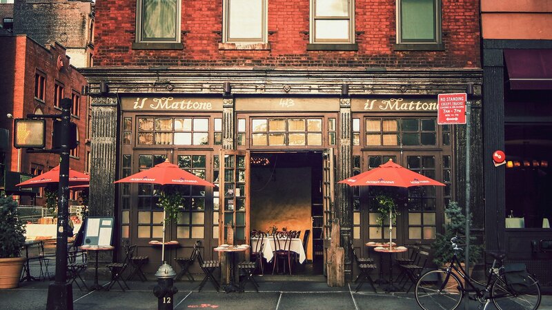 Italian Restaurant Facade — Red, Calm