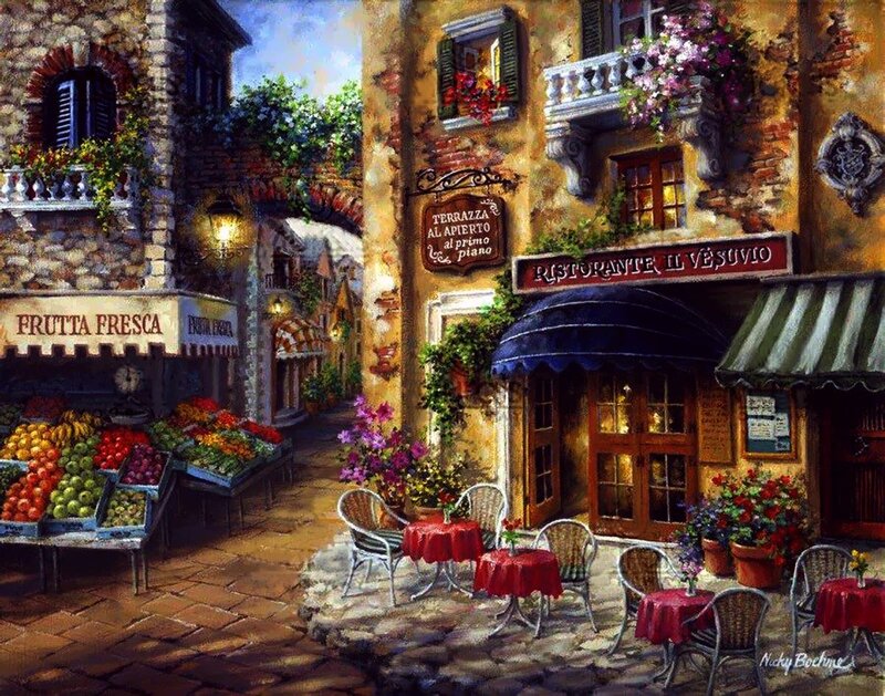 Italian Street Market Scene