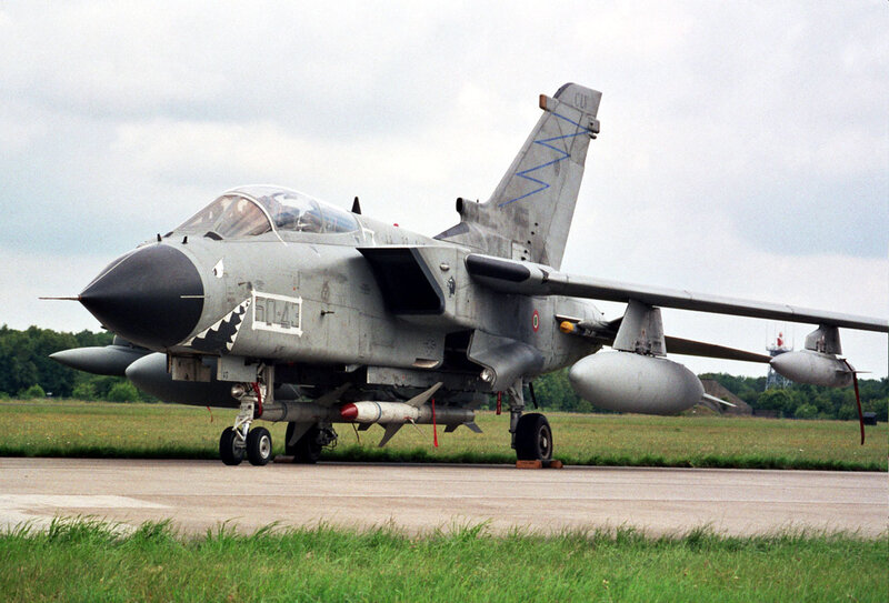 Italian Tornado fighter jet on tarmac