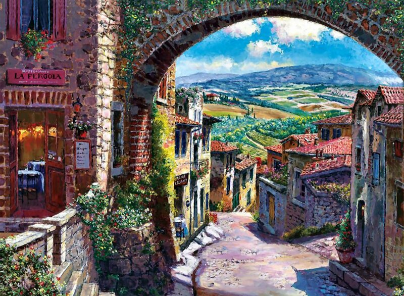 Italian Village Street — Blue