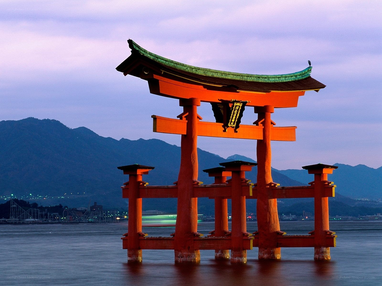 Itsukushima Shrine at dusk