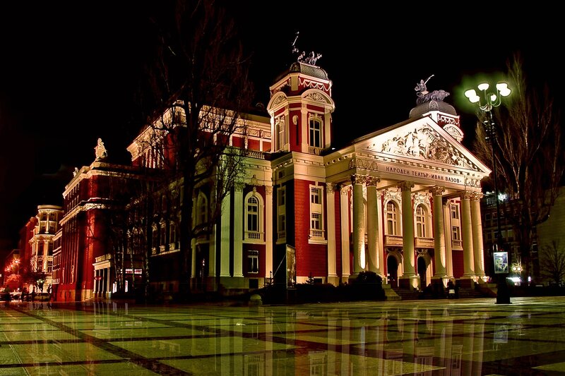 Ivan Vazov National Theatre at night