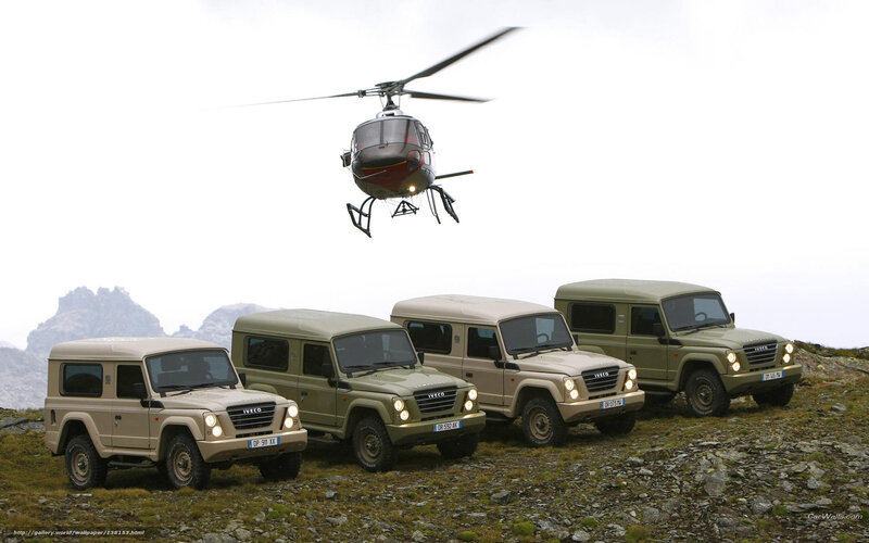 Iveco off-road vehicles with helicopter