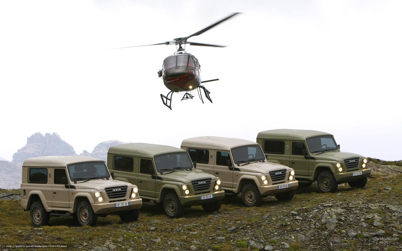 Iveco off-road vehicles with helicopter