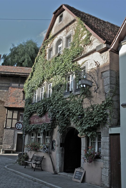 Ivy-covered inn in a German town