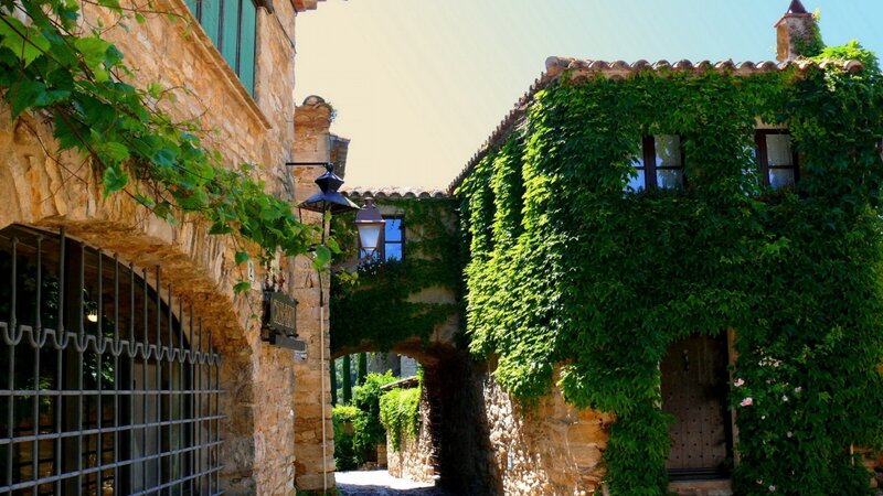 Ivy-covered Stone Buildings