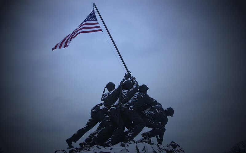 Iwo Jima Flag Raising — Blue
