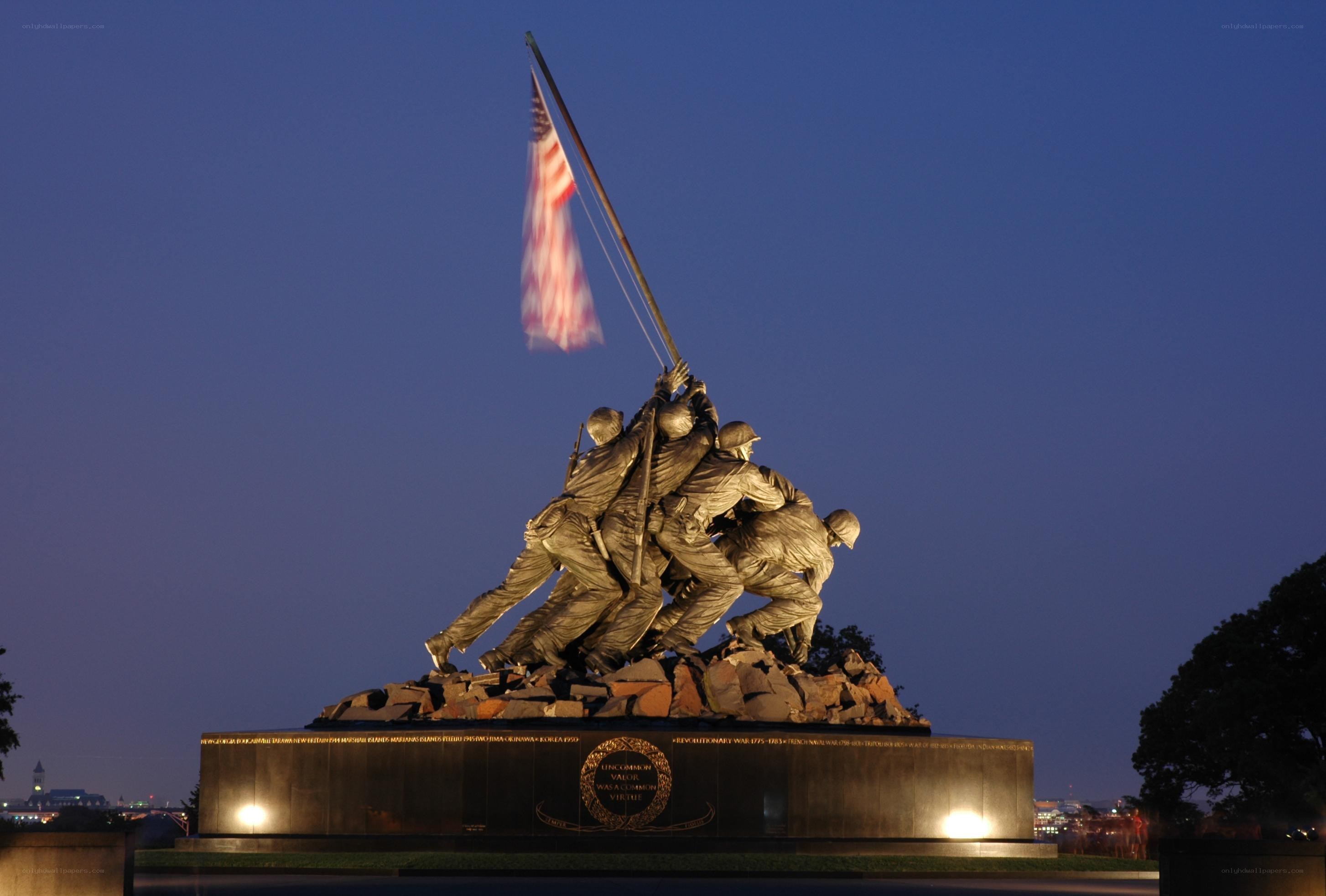 Iwo Jima Memorial at dusk