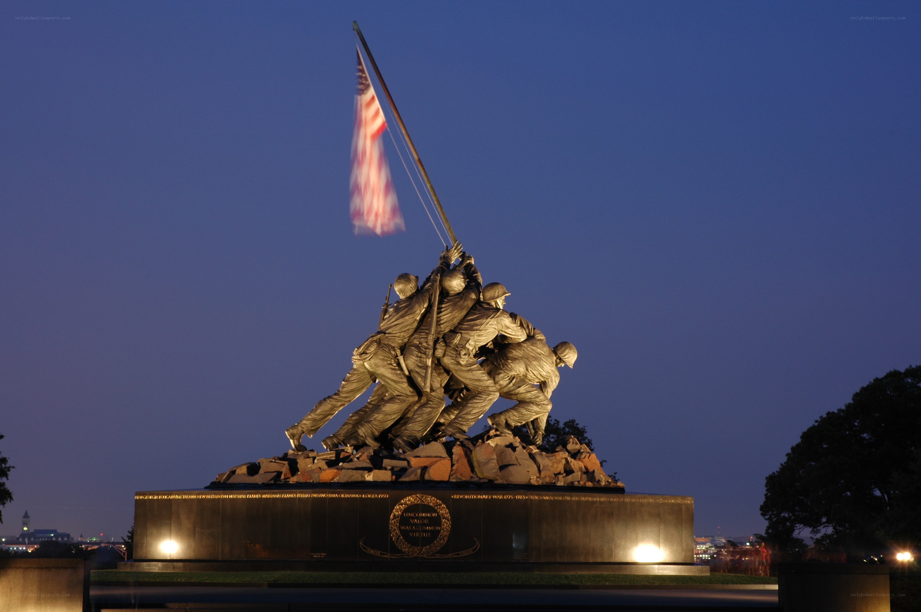 Iwo Jima Memorial at dusk
