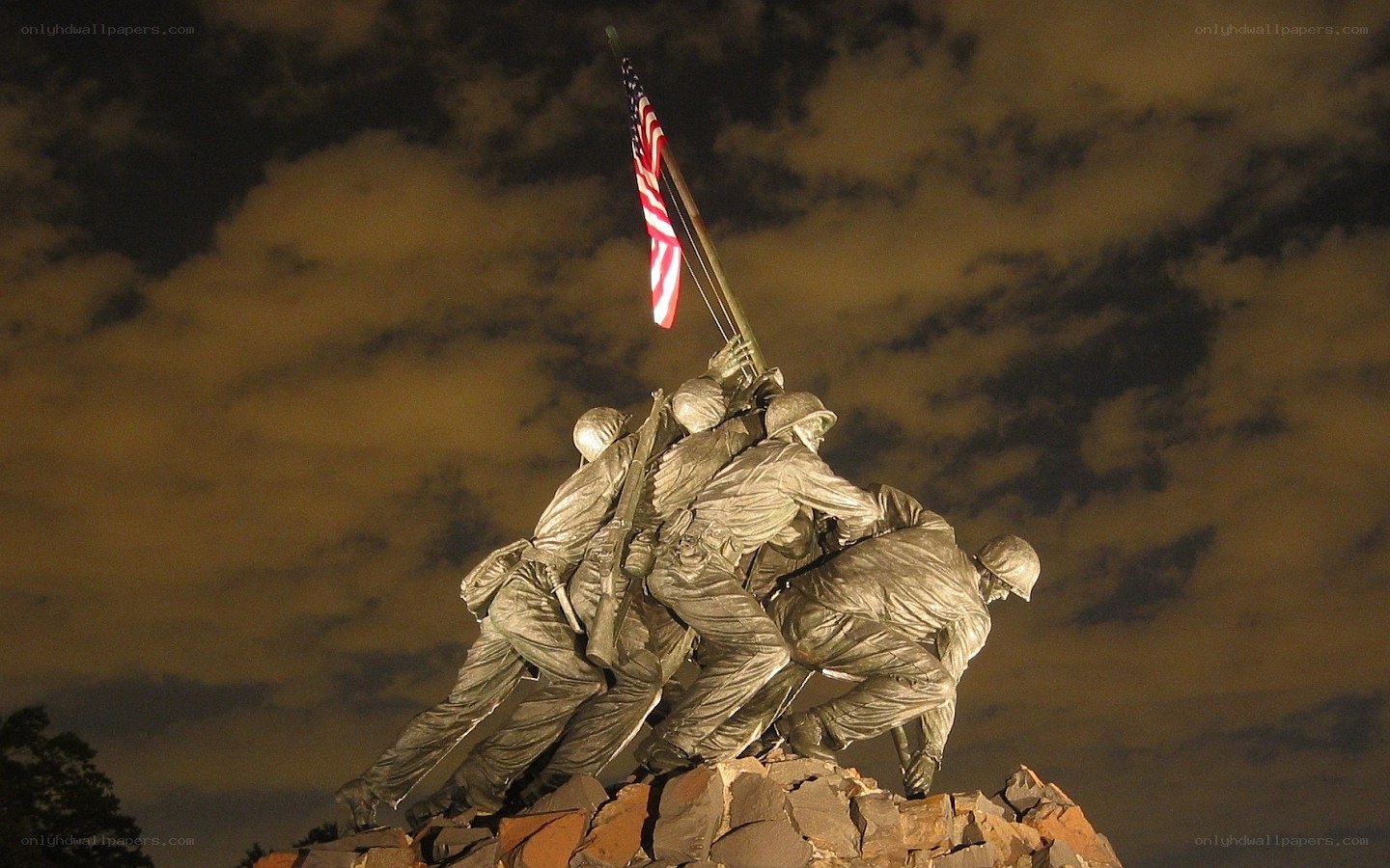Iwo Jima Memorial at night