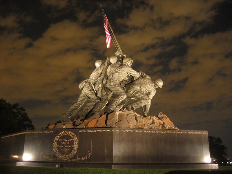 Iwo Jima Memorial at night