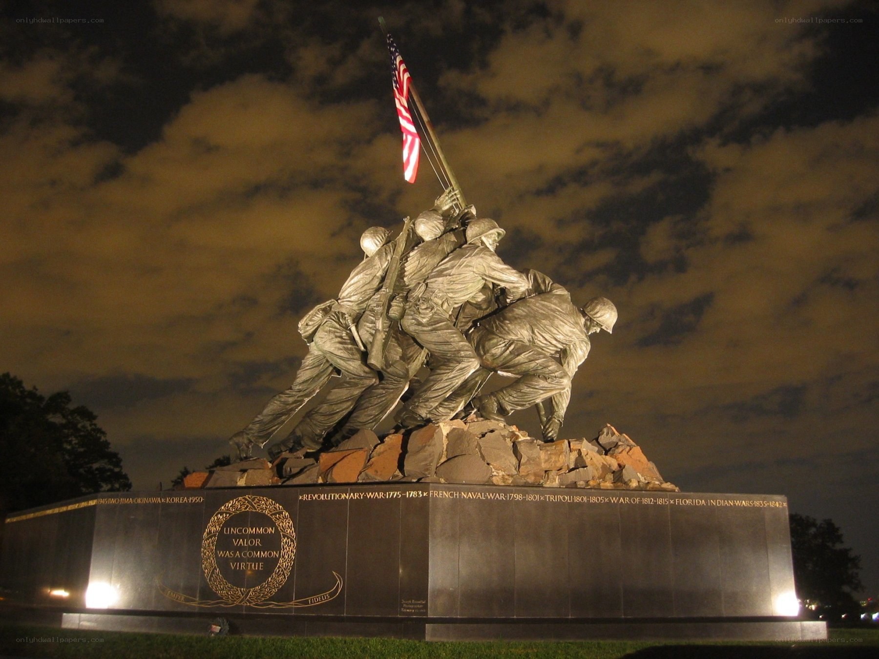 Iwo Jima Memorial at night
