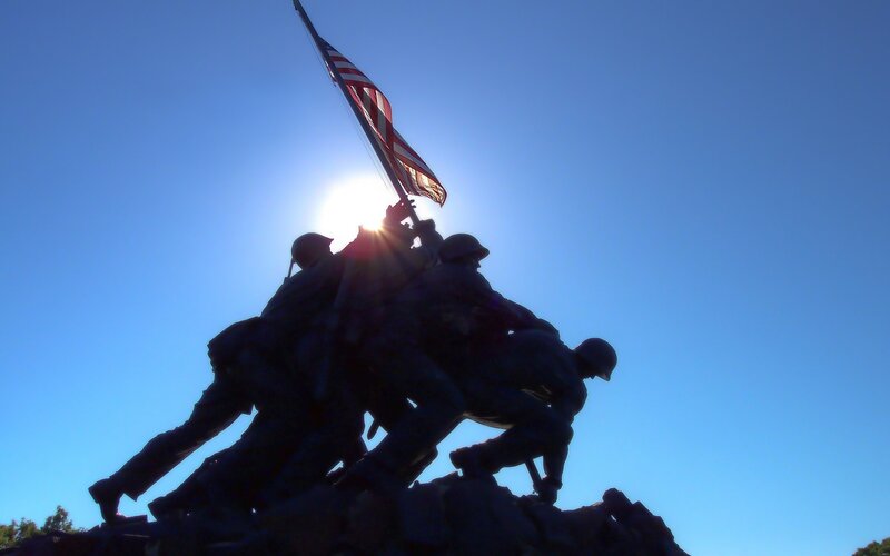 Iwo Jima Memorial at sunrise
